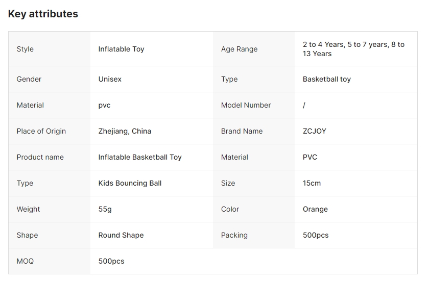 15cm篮球产品信息