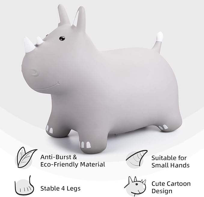 Bouncy Animal Bouncing Jumping Rhinoceros Animal Hopper Hopping Toys